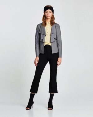 Faux leather jacket with flowing lapels