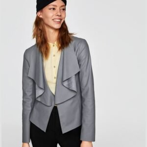 Faux leather jacket with flowing lapels - Image 3