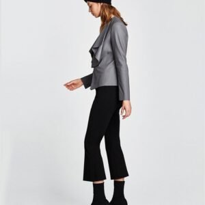 Faux leather jacket with flowing lapels - Image 2